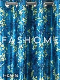 FasHome Blue Printed Polyester Eyelet Fitting Windows Curtain - 5 Feet (Pack of 2)-thumb1