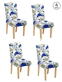 FasHome Classy White Polyester Printed Chair Cover (Piece Of 4)-thumb1