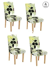 FasHome Classy Green Polyester Printed Chair Cover (Piece Of 4)-thumb1