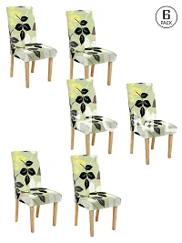 FasHome Classy Green Polyester Printed Chair Cover (Piece Of 6)-thumb1