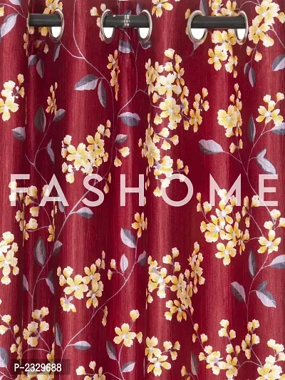 FasHome Design Premium Quality Polyester Window Curtains Pack of 2 - Multicolor-thumb2