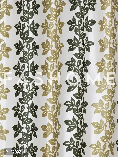 FasHome Green Polyester Eyelet Fitting Long Door Curtain's - Pack Of 2-thumb2