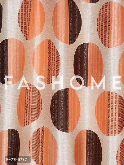 FasHome Orange Polyester Eyelet Fitting Window Curtain - Pack of 2-thumb2