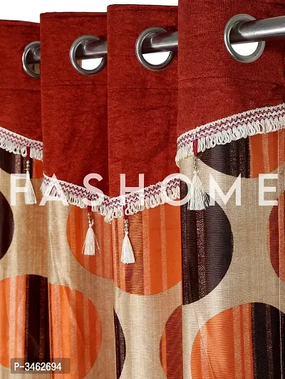 FasHome Orange Polyester Eyelet Fitting Window Curtains (Pack Of 2 Curtains)-thumb3