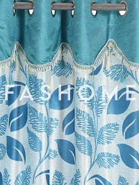 FasHome Blue Polyester Eyelet Fitting Window Curtains (Pack Of 2 Curtains)-thumb1