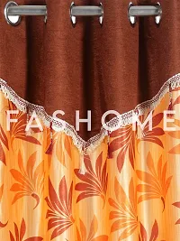 FasHome Orange Polyester Eyelet Fitting Window Curtains (Pack Of 2 Curtains)-thumb1