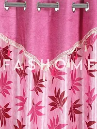 FasHome Pink Polyester Eyelet Fitting Window Curtains (Pack Of 2 Curtains)-thumb1