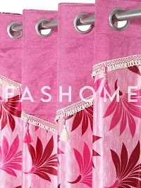 FasHome Pink Polyester Eyelet Fitting Window Curtains (Pack Of 2 Curtains)-thumb2