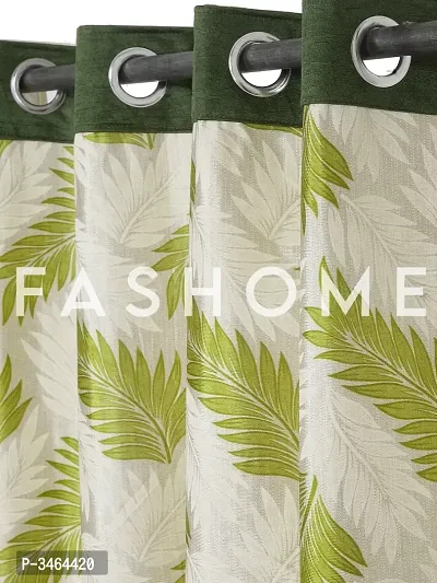 FasHome Green Polyester Eyelet Fitting Door Curtains For Your Homes (Pack Of 2 Curtains)-thumb3