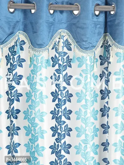 FasHome Blue Polyester Eyelet Fitting Door Curtains For Your Homes (Pack Of 2 Curtains)-thumb2