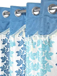 FasHome Blue Polyester Eyelet Fitting Door Curtains For Your Homes (Pack Of 2 Curtains)-thumb2