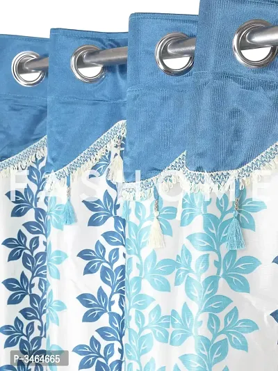 FasHome Blue Polyester Eyelet Fitting Door Curtains For Your Homes (Pack Of 2 Curtains)-thumb3