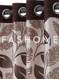 FasHome Brown Polyester Eyelet Fitting Door Curtains For Your Homes (Pack Of 2 Curtains)-thumb2