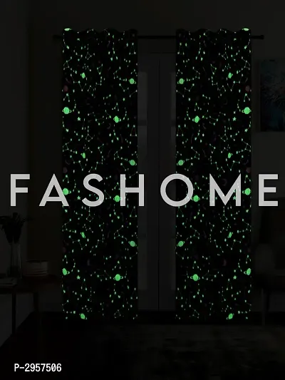 FasHome Glow in dark Room Curtain Set of 2 - (7 Feet - Door) 45-thumb2