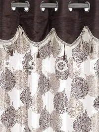 FasHome Brown Polyester Eyelet Fitting Door Curtains For Your Homes (Pack Of 2 Curtains)-thumb1