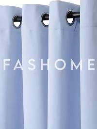 FasHome Premium Blue Polyester Solid Window Curtain (Pack Of 2)-thumb1