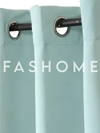 FasHome Premium Blue Polyester Solid Window Curtain (Pack Of 2)-thumb1