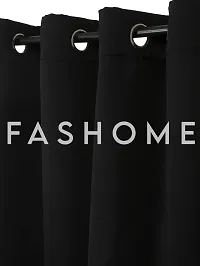 FasHome Premium Black Polyester Solid Window Curtain (Pack Of 2)-thumb1