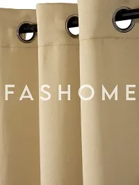 FasHome Premium Beige Polyester Solid Window Curtain (Pack Of 2)-thumb1