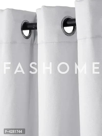 FasHome Premium White Polyester Solid Window Curtain (Pack Of 2)-thumb2