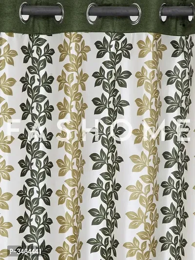FasHome Green Polyester Eyelet Fitting Door Curtains For Your Homes (Pack Of 2 Curtains)-thumb2