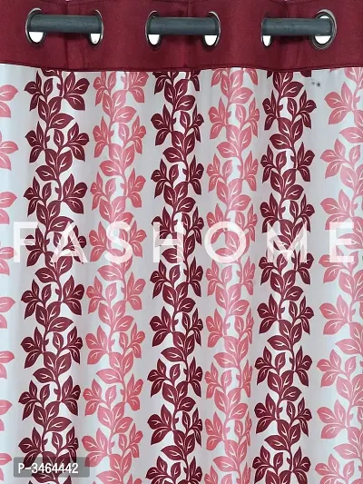 FasHome Maroon Polyester Eyelet Fitting Door Curtains For Your Homes (Pack Of 2 Curtains)-thumb2