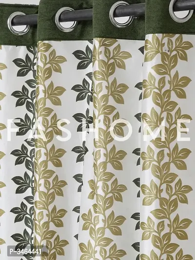 FasHome Green Polyester Eyelet Fitting Door Curtains For Your Homes (Pack Of 2 Curtains)-thumb3