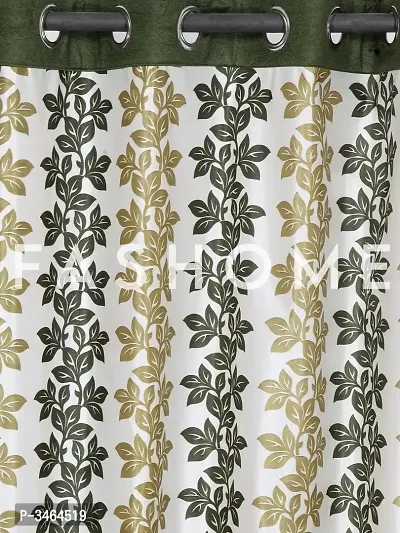 FasHome Green Polyester Eyelet Fitting Door Curtains For Your Homes (Pack Of 2 Curtains)-thumb2