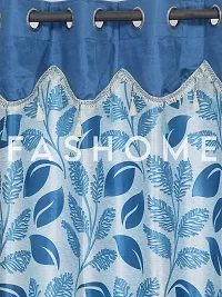 FasHome Blue Polyester Eyelet Fitting Window Curtains (Pack Of 2 Curtains)-thumb3