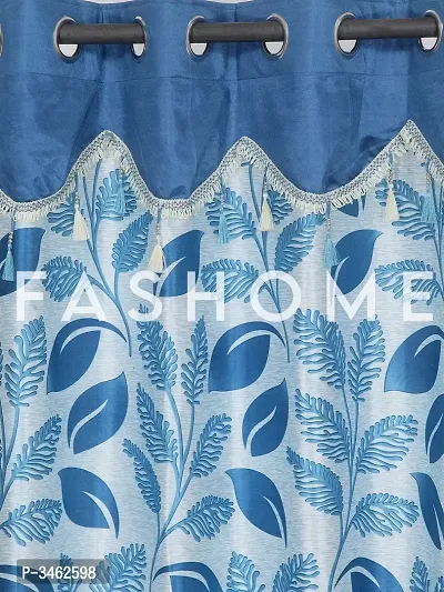 FasHome Blue Polyester Eyelet Fitting Window Curtains (Pack Of 2 Curtains)-thumb4