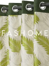 FasHome Green Polyester Eyelet Fitting Window Curtains (Pack Of 2 Curtains)-thumb2