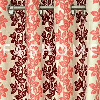 FasHome Maroon Floral Window Curtains Set of 2-thumb1