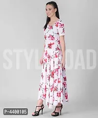 Women White Base Red Floral Printed Dress-thumb1