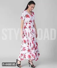 Women White Base Red Floral Printed Dress-thumb2