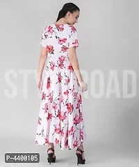 Women White Base Red Floral Printed Dress-thumb3