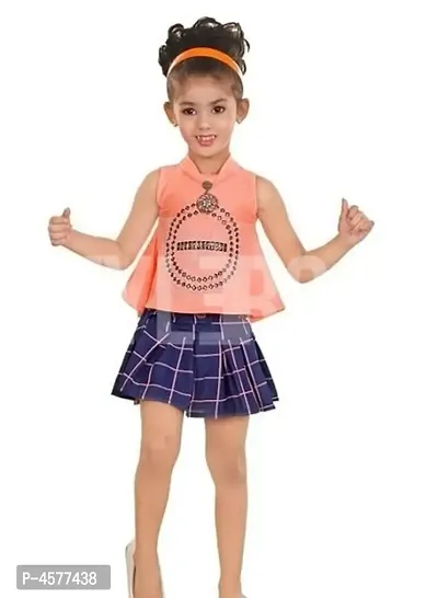 Stylish Cotton Printed Top With Bottom With Skirt For Girls Party Wear-thumb2