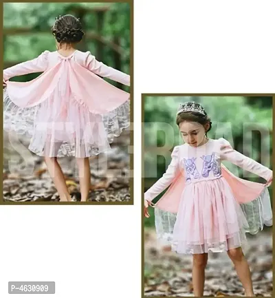 Stylish Beautiful Imported Fabric Angel Frock Full Sleeves With Wings For Girls Party Wear-thumb4