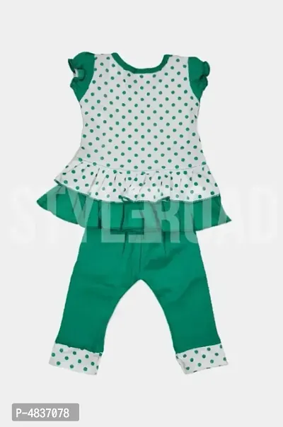 Trendy Cotton Printed And Patch Work Top And Bottom Set For Infant Girls-thumb2