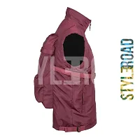 StyleRoad Trendy Maroon Nylon Jacket With Built-in Backpack For Men-thumb1
