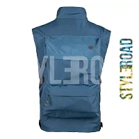 StyleRoad Trendy Blue Nylon Jacket With Built-in Backpack For Men-thumb1