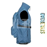 StyleRoad Trendy Blue Nylon Jacket With Built-in Backpack For Men-thumb3