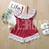 Stylish Maroon Rayon Lace Work Jumpsuits For Girls-thumb1