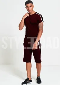 Maroon Polycotton Tracksuit For Men-thumb1