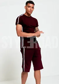Maroon Polycotton Tracksuit For Men-thumb2
