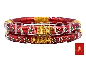 Tranoli Handcrafted Stone Studded Alloy Bangles Pack of 2 Pair-thumb3