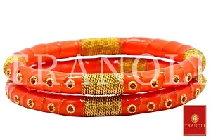 Tranoli Handcrafted Stone Studded Alloy Bangles Pack of 2 Pair-thumb2