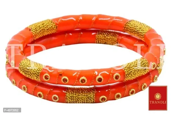 Tranoli Handcrafted Stone Studded Alloy Bangles Pack of 2 Pair-thumb5