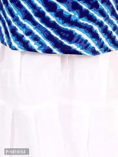 Stylish Blue Rayon Cotton Printed Sleeveless Kurta with Sharara Set For Girls-thumb2