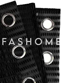 FasHome Black Polyester Eyelet Fitting Striped Door Curtains-thumb3