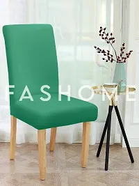 FasHome Green Polyester Solid Removable Stretchable Dining Chair Slipcover Seat Protector-Pack Of 8-thumb1